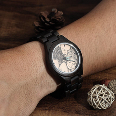 Engraved Men's Wooden Photo Watch