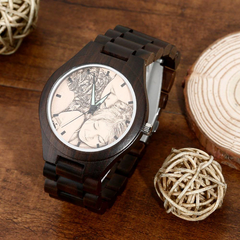 Engraved Men's Wooden Photo Watch