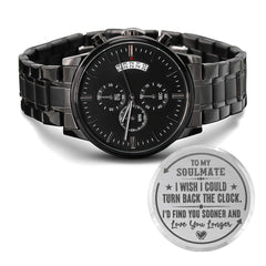 Para mi alma gemela, regresa el tiempo (negro carbón) - Reloj de hombre