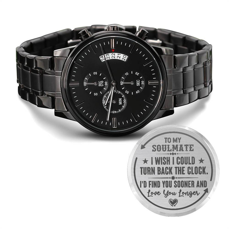 Para mi alma gemela, regresa el tiempo (negro carbón) - Reloj de hombre