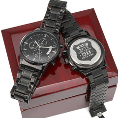 Reloj grabado "We've Got Your Six" (negro carbón) – Reloj de hombre