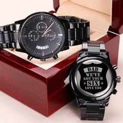 Reloj grabado "We've Got Your Six" (negro carbón) – Reloj de hombre