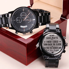 Para mi alma gemela, regresa el tiempo (negro carbón) - Reloj de hombre