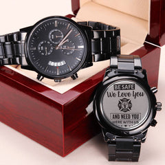 Para Mi Esposo Bombero Te Necesitamos Aquí Con Nosotros (Negro Carbón) – Reloj de Hombre