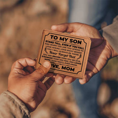 Para mi hijo, mantente firme (negro) – Cartera de cuero