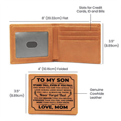 Para mi hijo, mantente firme (negro) – Cartera de cuero