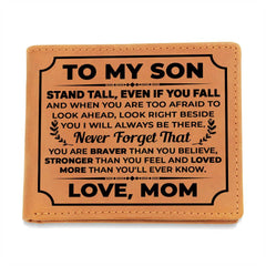 Para mi hijo, mantente firme (negro) – Cartera de cuero