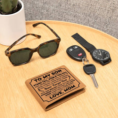 Para mi hijo, mantente firme (negro) – Cartera de cuero