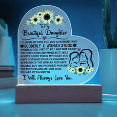 Para Mi Hija Orgullosa – Placa de Corazón de Acrílico
