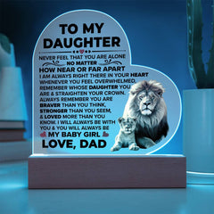 Para Mi Hija Más Valiente – Placa de Corazón de Acrílico
