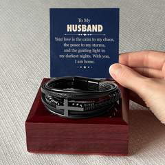 Calma para mi Caos - Pulsera Cruzada de Cuero