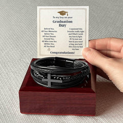 Para mi niño, recuerdos de graduación (Te quiero para siempre) – Pulsera con cruz