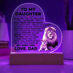 Para Mi Hija Más Valiente – Placa de Corazón de Acrílico