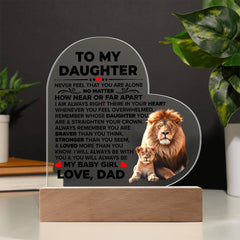 Para Mi Hija Más Valiente – Placa de Corazón de Acrílico