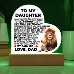 Para Mi Hija Más Valiente – Placa de Corazón de Acrílico