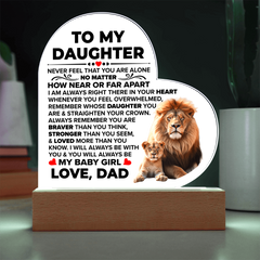 Para Mi Hija Más Valiente – Placa de Corazón de Acrílico