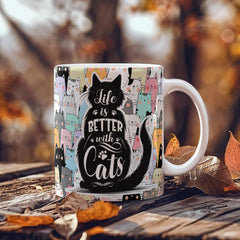 La vida es mejor con gatos – Taza de cerámica