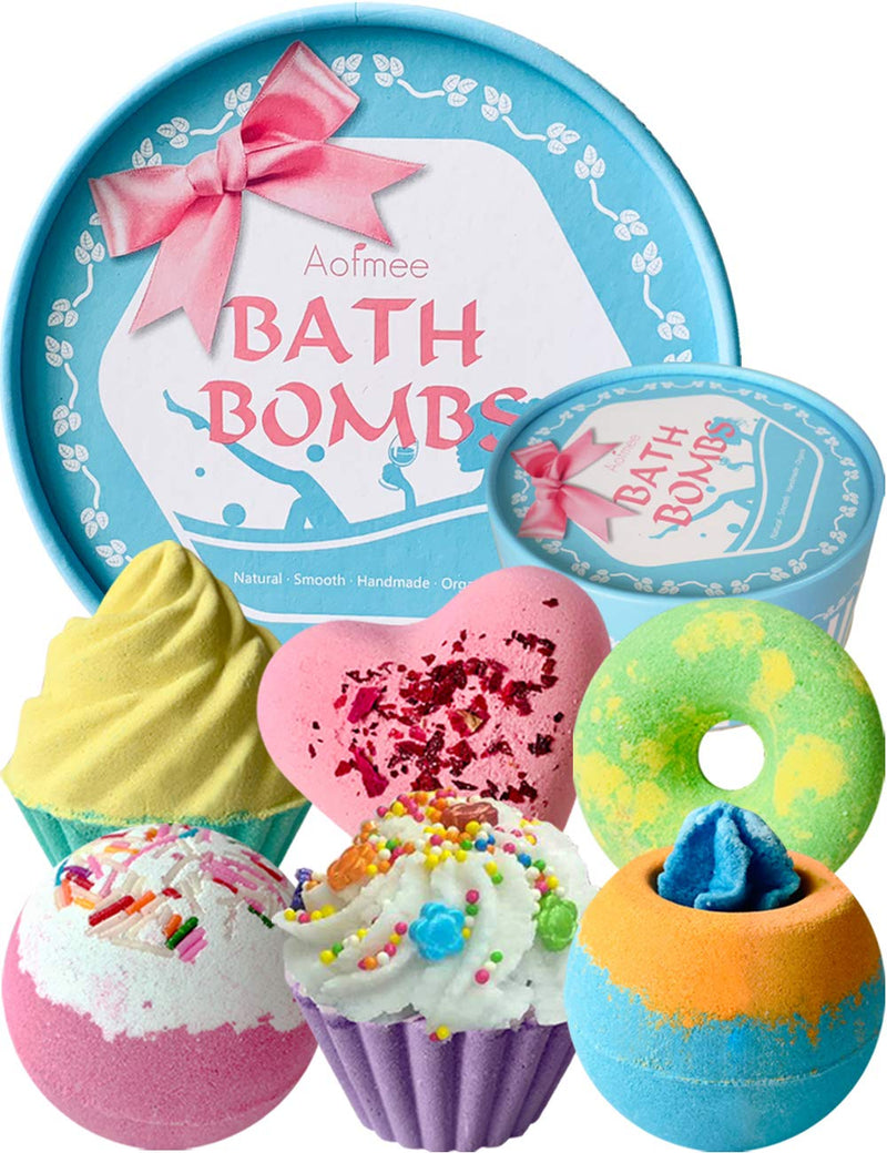 Aofmee Bath Bombs Gift Set Handmade Bubble and Floating Fizzies Spa Kit Shea and Cocoa Dry Skin Moisturize Birthday Valentines Mothers Day Anniversary Christmas Gifts for Women Mom Her Kids