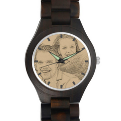 Engraved Men's Wooden Photo Watch